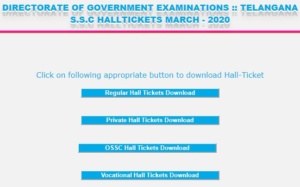Telangana SSC Hall Tickets 2020